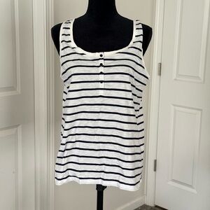 Market & Spruce Black and White Striped Tank Top